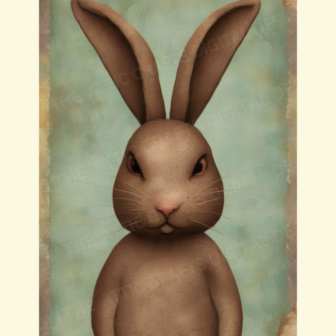 Vintage Rabbit Illustration for Crafts, Printable Animal Art, Digital ...