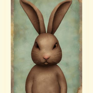 Vintage konijn illustratie voor knutselen, afdrukbare dierenkunst, digitale poster konijn, muurdecoratie schattig konijn, doe-het-zelfartikelen