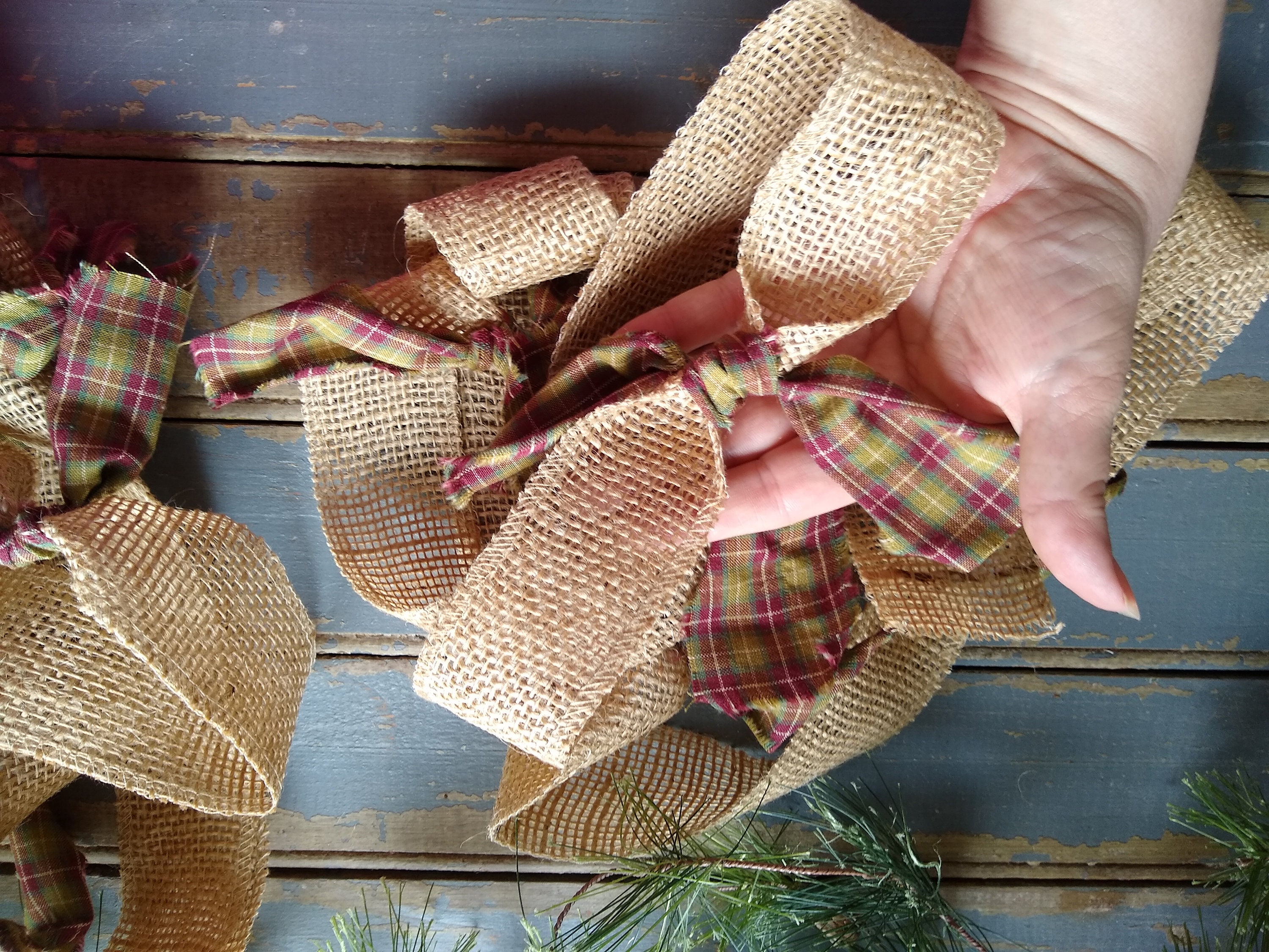 Burlap Christmas Garland Christmas Tree Garland Christmas Etsy