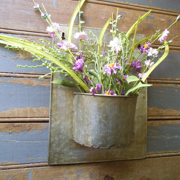 Wildflower Arrangement, Shabby Floral Arrangement,  Wall Pocket, Wall Pocket Arrangement, Wall Decor, Cottage Floral Arrangement