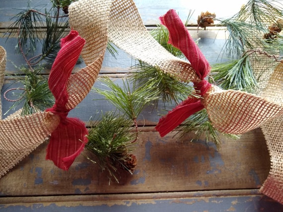 Christmas garland, Christmas deco, Burlap christmas