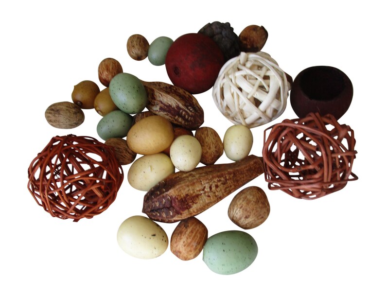 Seeds Bowl Filler Set Blue Twig Balls Easter Decor Easter Bowl Filler Spring Eggs Cream and Tan 23 Pieces Mini Speckled Egg Set Pods