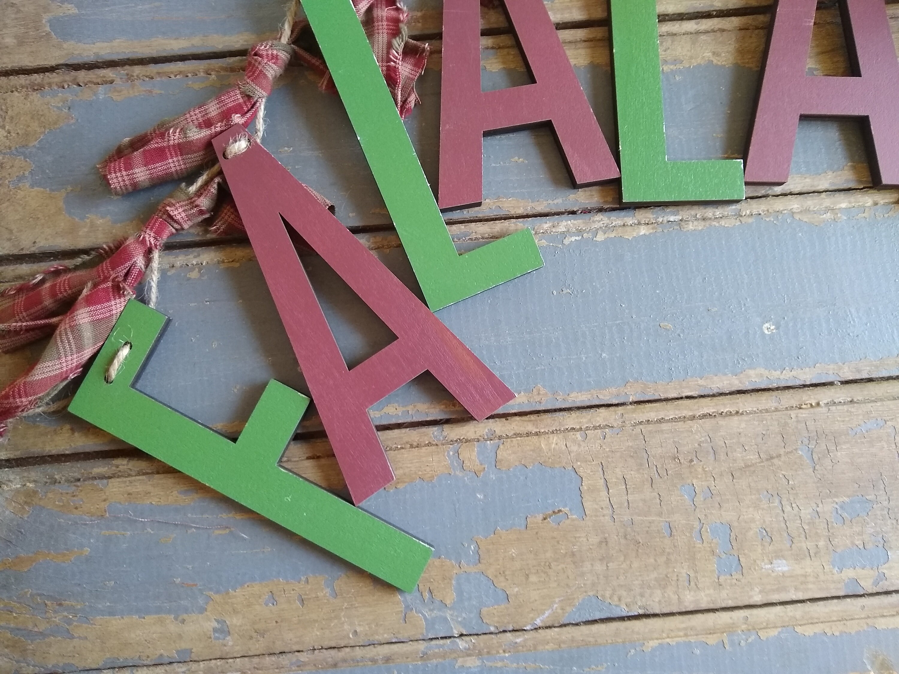 Fa La La La La Christmas Garland Rustic Christmas Tree Etsy