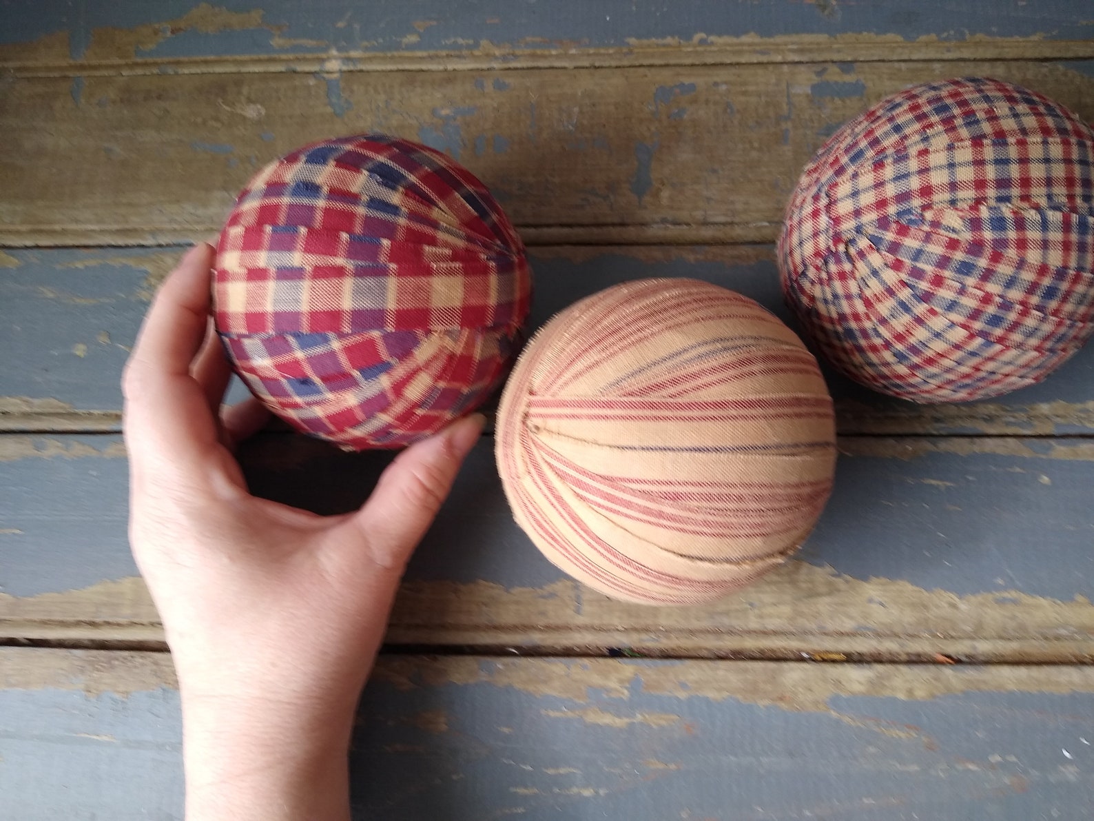 Americana Rag Balls Americana Bowl Filler Rag Ball Ornies Etsy