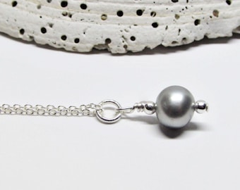 Delicado collar de perlas de agua dulce grises - Plata de ley/oro chapado - Joyería para bodas, novias y fiestas de graduación