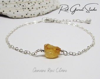 Raw Citrine Bracelet- Depression Relief- Confidence Booster- Happiness Crystal- Solar Plexus Chakra Stone- Positivity Gift- Optimism Jewelry