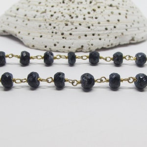 Genuine Sapphire Bead Necklace Beaded Necklace for Women Long Gemstone Necklace Blue Sapphire Choker 14K Gold FIlled Art Deco Jewelry image 3