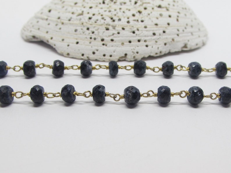 Genuine Sapphire Bead Necklace Beaded Necklace for Women Long Gemstone Necklace Blue Sapphire Choker 14K Gold FIlled Art Deco Jewelry image 3