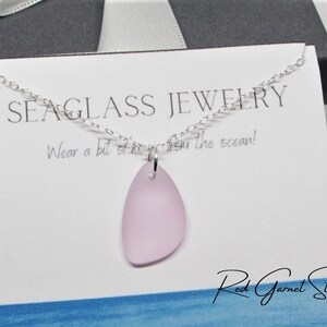 Purple, Pink or Red Sea Glass Necklace for Women Teardrop Pendant Sterling Silver Gold Filled Seaglass Jewelry Beach Gift for Mom Her image 5