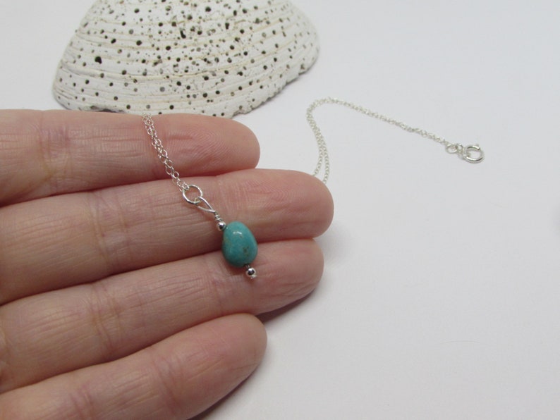 Genuine Arizona Turquoise Necklace Blue Nugget Pendant Dainty Sterling Silver Chain Natural Stone Castle Dome Mine Turquoise Jewelry image 4