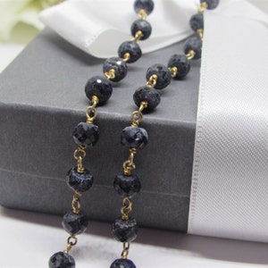 Genuine Sapphire Bead Necklace Beaded Necklace for Women Long Gemstone Necklace Blue Sapphire Choker 14K Gold FIlled Art Deco Jewelry image 8