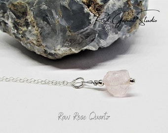 Raw Rose Quartz Necklace- Pink Crystal Pendant- Heart Chakra Healing- Emotional Balance- Unconditional Love Gift for Her- Romantic Jewelry