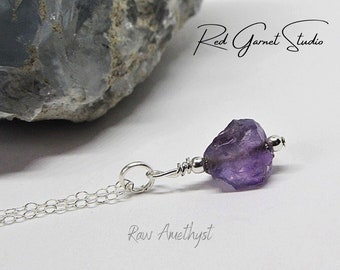 Raw Amethyst Crystal Necklace- Purple Stone Pendant- 3rd Eye & Crown Chakra Healing- Insomnia Relief- Spirituality Jewelry- Meditation Gift