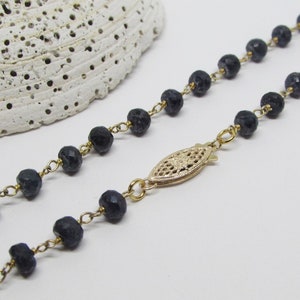 Genuine Sapphire Bead Necklace Beaded Necklace for Women Long Gemstone Necklace Blue Sapphire Choker 14K Gold FIlled Art Deco Jewelry image 4