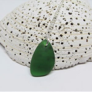 Emerald Green Sea Glass Necklace- Teardrop Pendant- 925 Sterling Silver- 14K Gold Filled- Beach Glass Seaglass Jewelry- St Patricks Day Gift