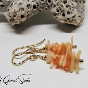 Dainty Branch Coral Earrings White, Orange, Pink or Red Sea Coral Ocean Jewelry for Women Nature Gifts for a Mom Beach Lover Gift Ideas Orange