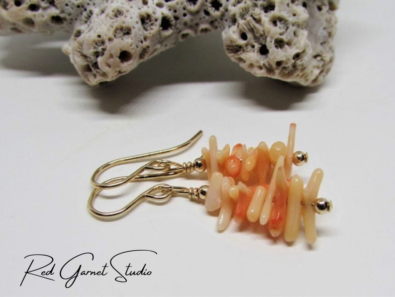 Dainty Branch Coral Earrings White, Orange, Pink or Red Sea Coral Ocean Jewelry for Women Nature Gifts for a Mom Beach Lover Gift Ideas Orange