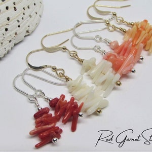 Dainty Branch Coral Earrings White, Orange, Pink or Red Sea Coral Ocean Jewelry for Women Nature Gifts for a Mom Beach Lover Gift Ideas image 2