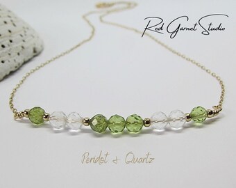 Green Peridot Necklace- Good Health Crystal- Emotional Support- Sleep Aid- Heart Chakra Healing Stone- Positivity Gift- Optimism Jewelry