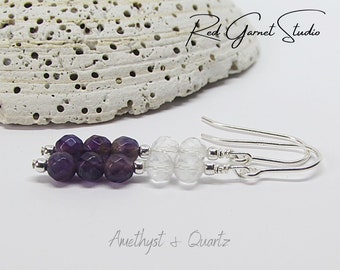 Purple Amethyst Earrings- Good Health Crystal- Anxiety Relief- Crown Chakra Healing- Insomnia Relief- Spirituality Jewelry- Meditation Gift