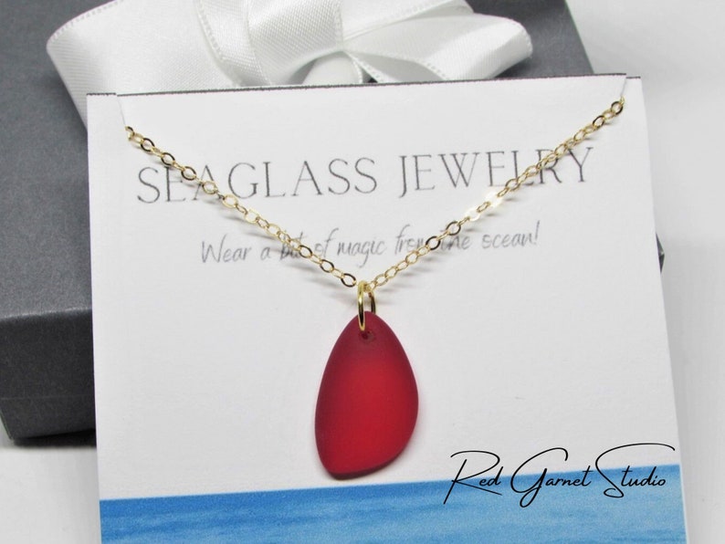 Purple, Pink or Red Sea Glass Necklace for Women Teardrop Pendant Sterling Silver Gold Filled Seaglass Jewelry Beach Gift for Mom Her image 7