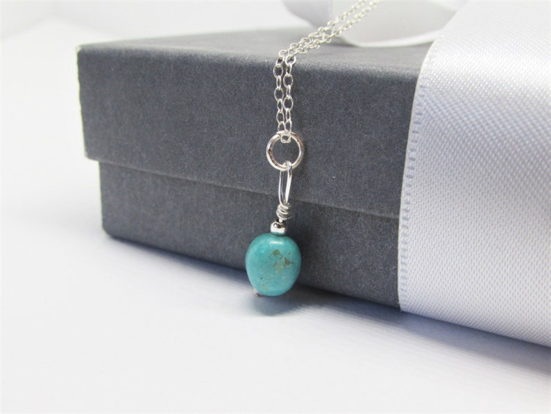 Genuine Arizona Turquoise Necklace Blue Nugget Pendant Dainty Sterling Silver Chain Natural Stone Castle Dome Mine Turquoise Jewelry image 5