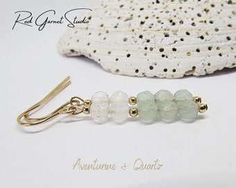 Aventurine Earrings- Heart Chakra Healing Crystals- Emotional Support- Calming Stone- Confidence Gift- Wealth Talisman- Good Luck Jewelry