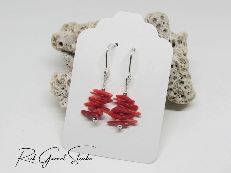 Dainty Branch Coral Earrings White, Orange, Pink or Red Sea Coral Ocean Jewelry for Women Nature Gifts for a Mom Beach Lover Gift Ideas image 7