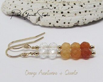 Orange Aventurine Earrings- Manifestation Stone- Joy Crystal- Positive Energy- Sacral Chakra Healing- Positivity Gift- Good Fortune Jewelry