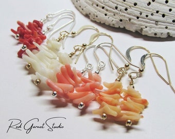 Dainty Branch Coral Earrings- White, Orange, Pink or Red- Sea Coral Ocean Jewelry for Women- Nature Gifts for a Mom- Beach Lover Gift Ideas