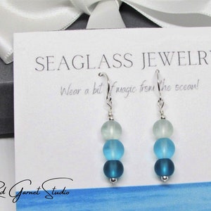 Blue Sea Glass Earrings Dangle Teal Turquoise Aqua Ombre Earrings Seaglass Earrings Sterling Silver Gold Filled Beach Glass Jewelry image 1