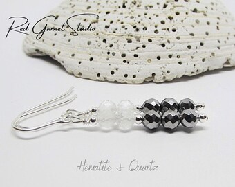 Hematite Beaded Earrings- EMF Protector Crystals- Empath Protection- Negative Energy Removal Jewelry- Protection from Witches & Witchcraft