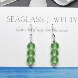 Mint Green Beaded Earrings- Sea Glass Dangles- 925 Sterling Silver or 14K Gold Filled- Seaglass Beach Glass Jewelry- Ocean Gift Women