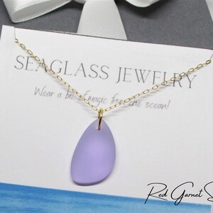 Purple, Pink or Red Sea Glass Necklace for Women Teardrop Pendant Sterling Silver Gold Filled Seaglass Jewelry Beach Gift for Mom Her image 6