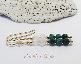 Green Malachite Earrings- Protection Stone- EMF Protector- Detox Cleanse- Heart Chakra Healing- Trauma Release- Cancer Recovery Jewelry
