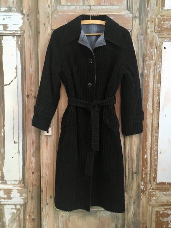 Black corduroy seventies trench coat