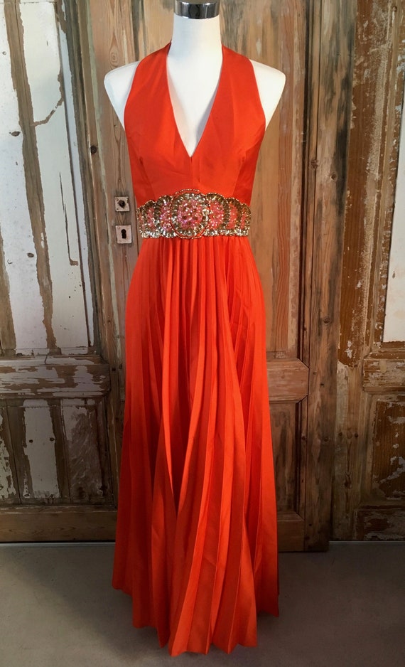 Sequins long sequins cocktail dress vintage retro