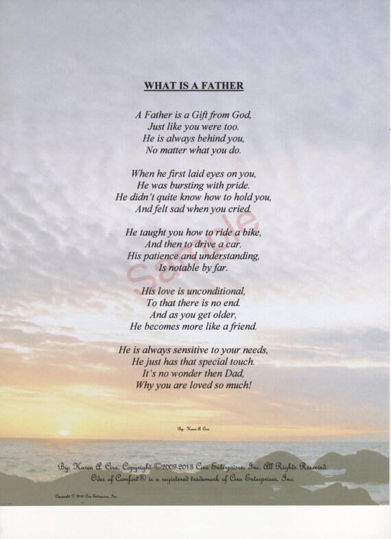 Five Stanza What Is A Father Poem On Etsy