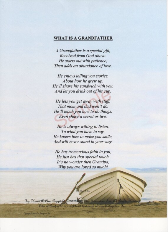 Five Stanza What Is A Grandfather Poem On Etsy