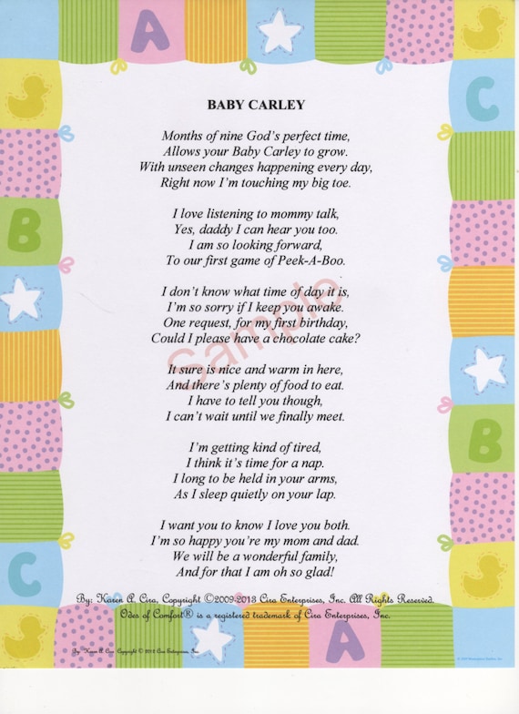 Six Stanza Version I Personalized Baby Poem Etsy