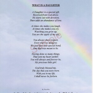 Five Stanza What Is A Daughter Poem On Etsy