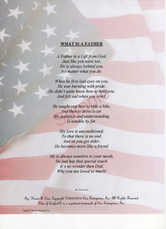 Five Stanza What Is A Father Poem shown on | Etsy