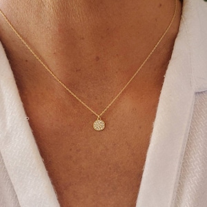 Tiny Gold Pave Charm Necklace, Dainty Gold Necklace, Pave, Dainty, Necklace, Tiny Necklace, Bridal, Wedding, Crystal, Sparkle, Delicate,Gold
