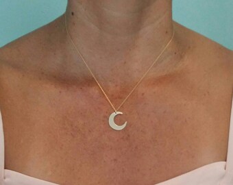 Moon Necklace, Medium, Crescent Moon, Gold Necklace, Gold Moon, Dainty Necklace