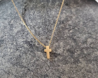 Collar con cruz pequeña, cruz de oro, cruz de plata, collar con cruz, colgante con cruz, delicado collar con cruz de oro