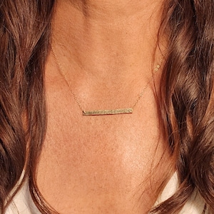 Medium Hammered Bar, Horizontal, Gold Bar, 1.5 inch, Gold Filled, Bar Necklace, Gold Bar Necklace
