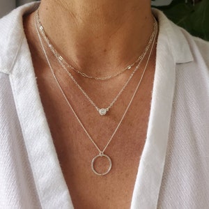 Conjunto de colar em camadas, conjunto de 3, ouro, prata, três colares, colares em camadas, conjunto de colar, conjunto em camadas, delicado, delicado, minimalista