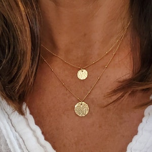 Small Hammered Circle Necklace, Gold Circle Necklace, Layering Necklace, 14k Gold Fill, Dainty, Gold Circle, Coin, Minimalist Necklace, Tiny image 3