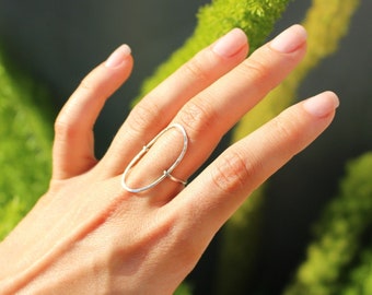 Large Oval Ring, Hammered, Simple,  Ring, Sterling Silver, Circle Ring, Dainty, Silver Ring