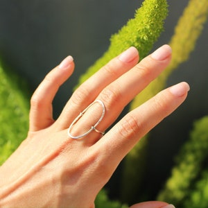 Large Oval Ring, Hammered, Simple,  Ring, Sterling Silver, Circle Ring, Dainty, Silver Ring